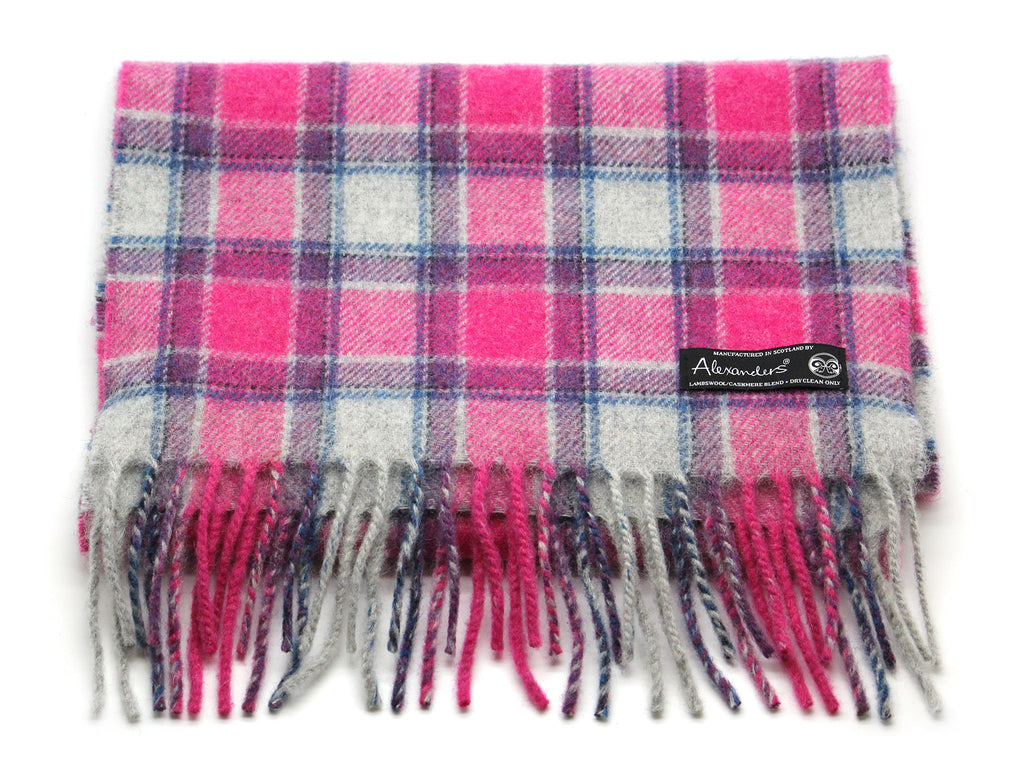 Lambswool/Cashmere Blend Scarf - Pink City Plaid