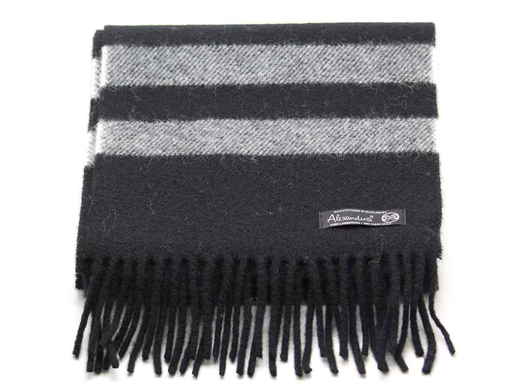 Cosy Blanket Scarf - Black with Silver Stripe
