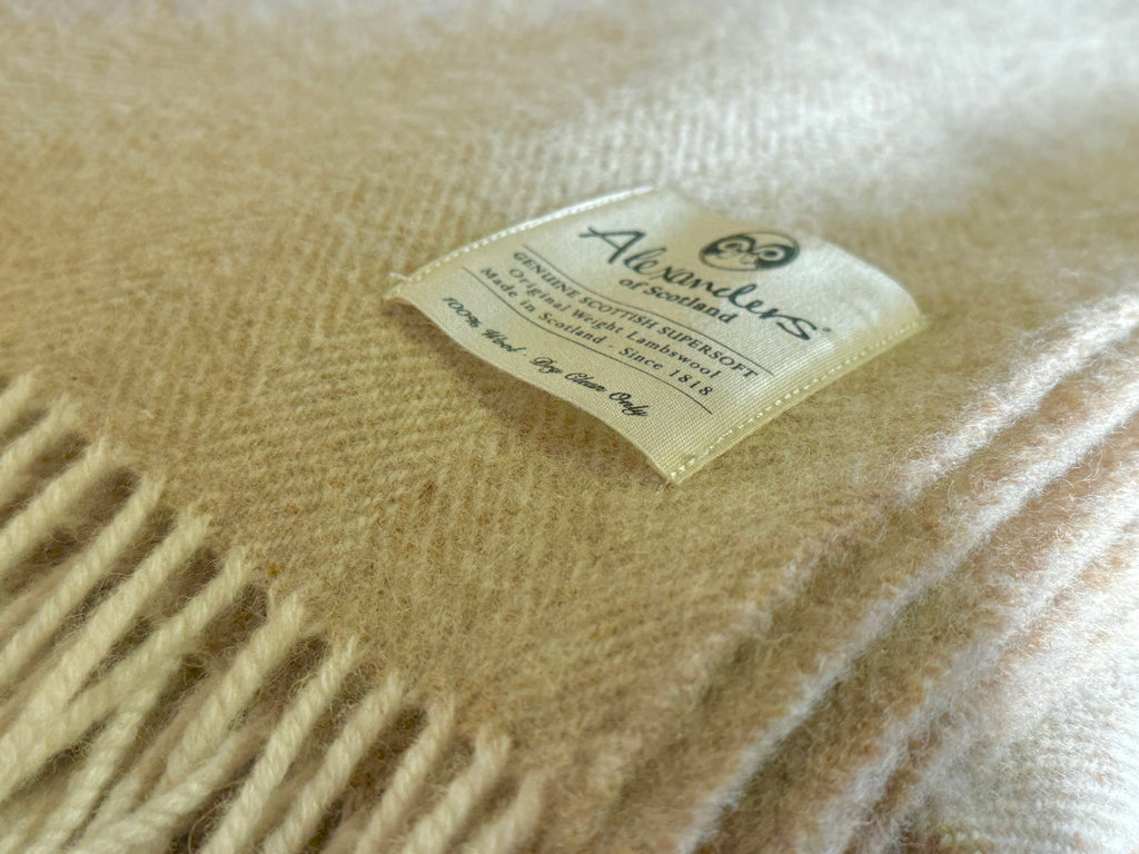Traditional Weight Lambswool Blanket - Duckdown Herringbone