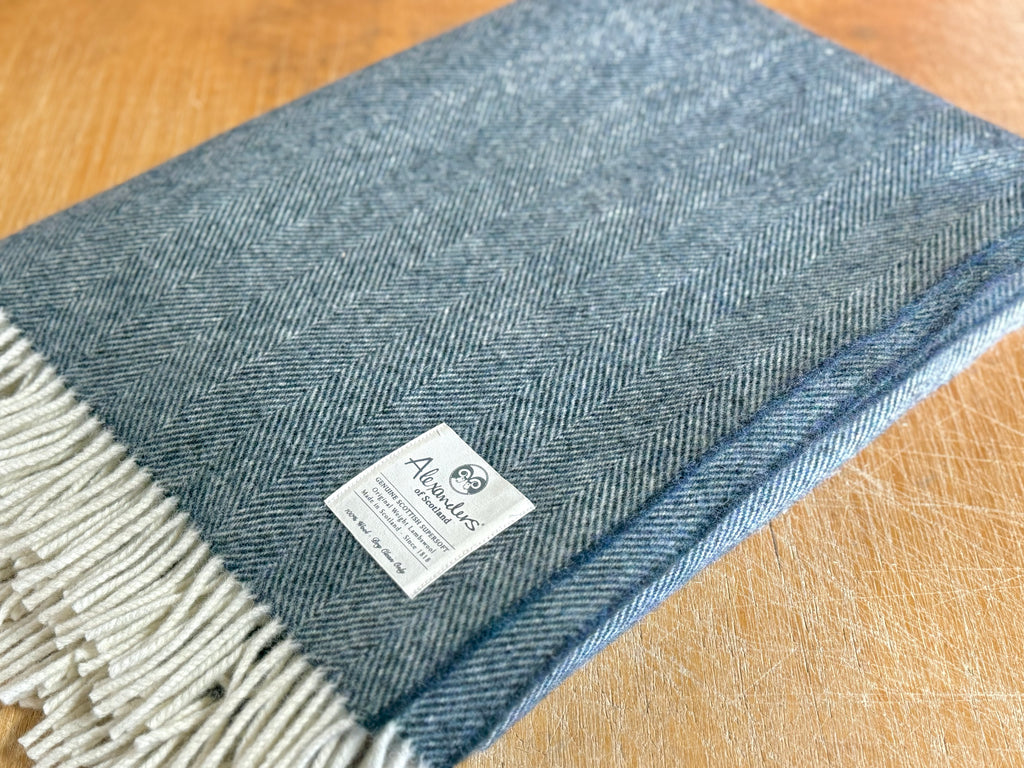 Traditional Weight Lambswool Blanket - Galaxy Herringbone