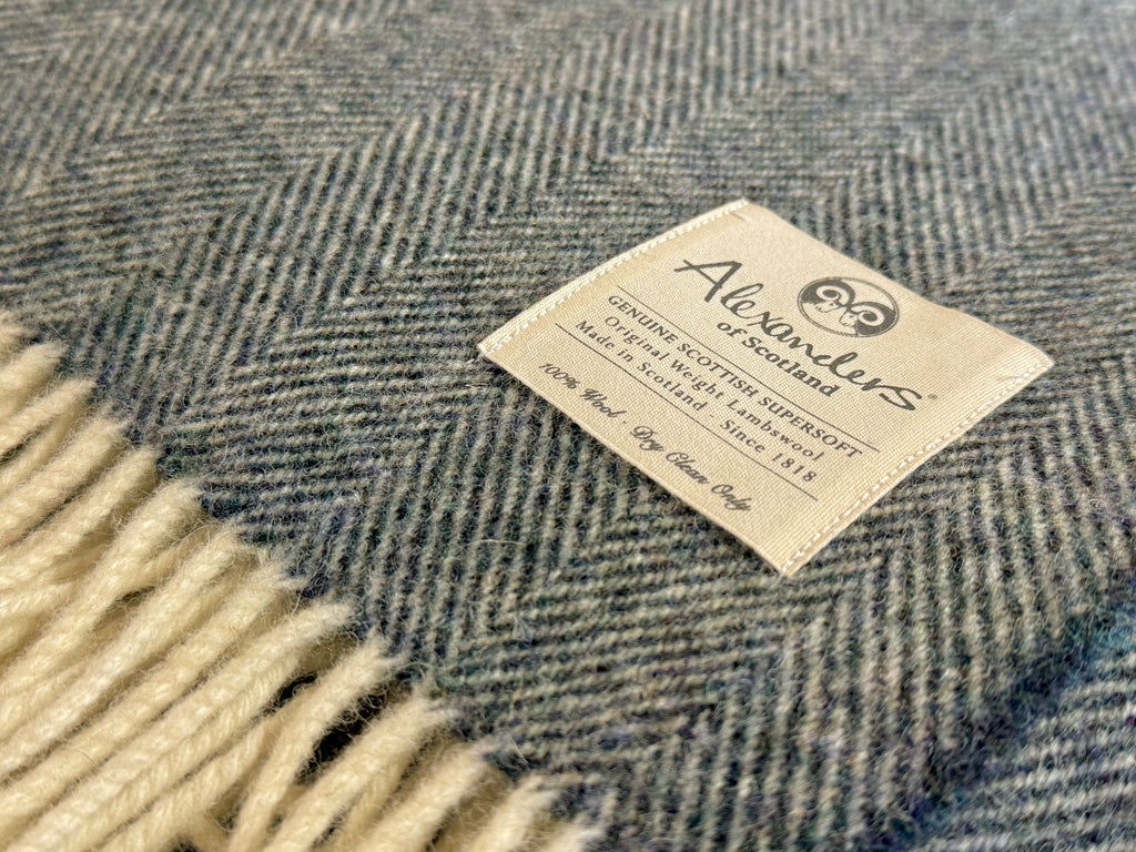 Traditional Weight Lambswool Blanket - Galaxy Herringbone