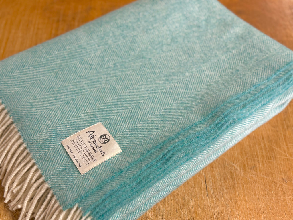Traditional Weight Lambswool Blanket - Marble Gemstone Herringbone