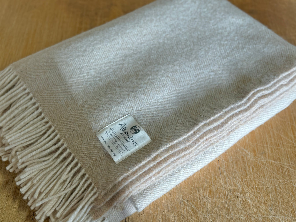 Traditional Weight Lambswool Blanket - Duckdown Herringbone