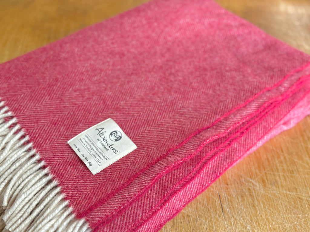 Traditional Weight Lambswool Blanket - Grenadine Herringbone