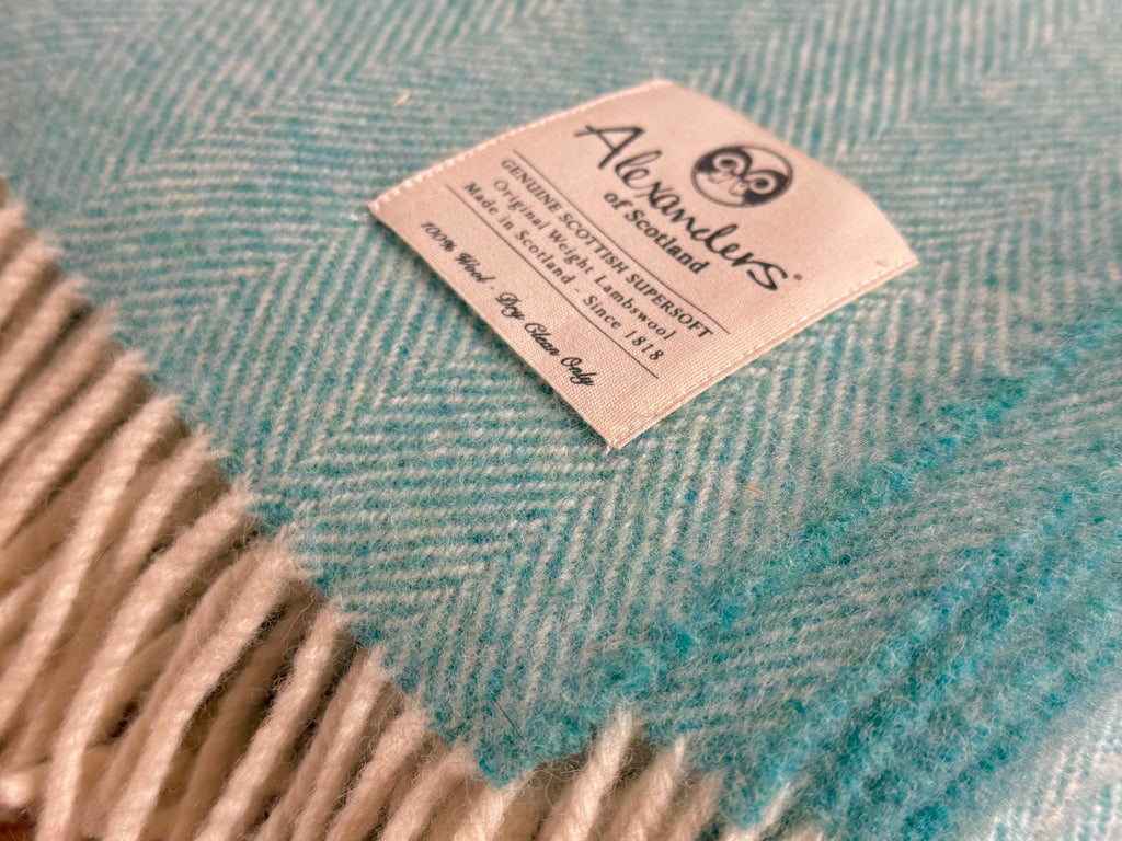 Traditional Weight Lambswool Blanket - Marble Gemstone Herringbone