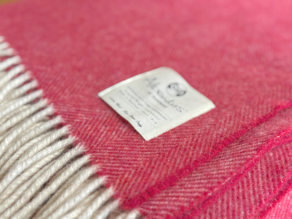 Traditional Weight Lambswool Blanket - Grenadine Herringbone
