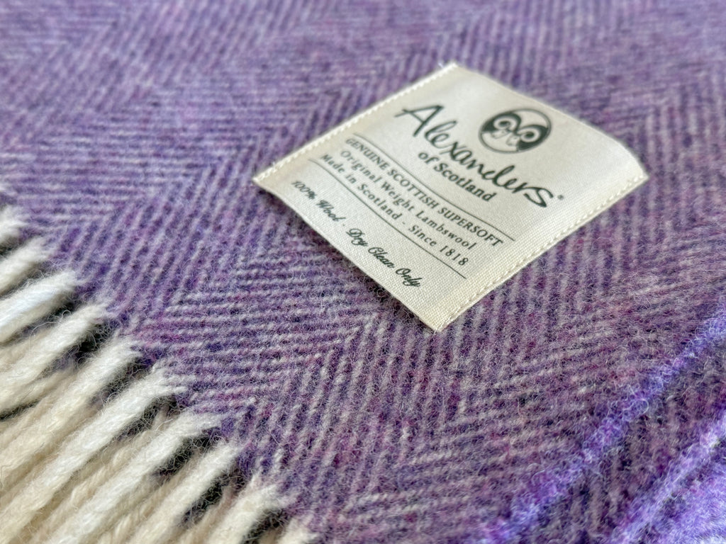 Traditional Weight Lambswool Blanket - Heather Herringbone