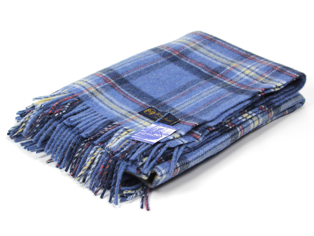 Traditional Weight Lambswool Blanket - Blue Toon Tartan