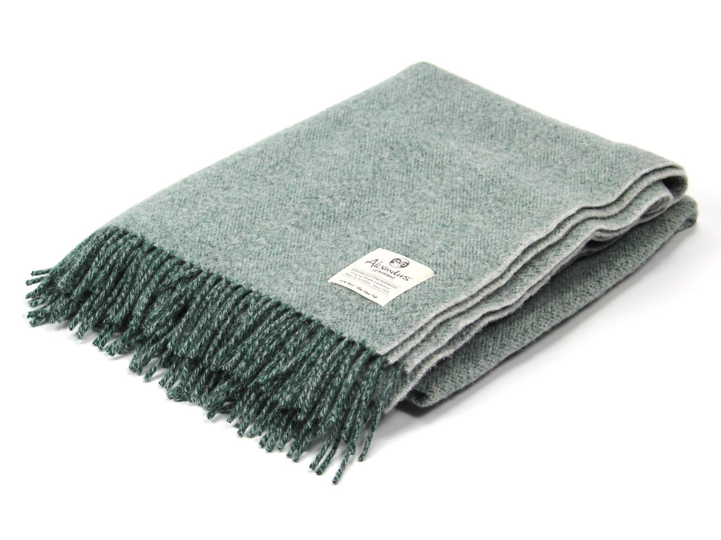 Speckled Hen Lambswool Blanket - Forest/Silver/Silver