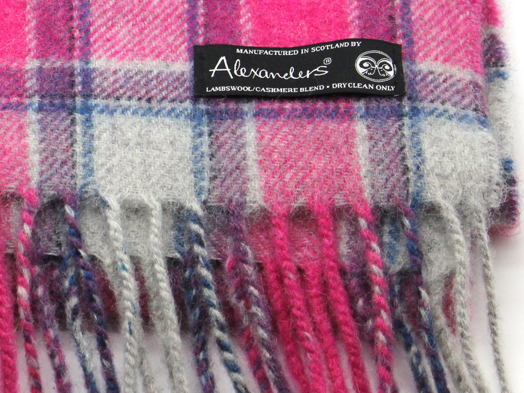 Lambswool/Cashmere Blend Scarf - Pink City Plaid