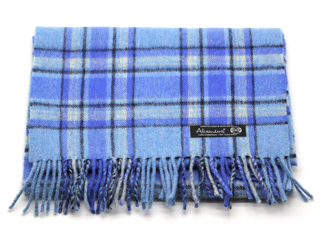 Ocean Plaid Lambswool Scarf