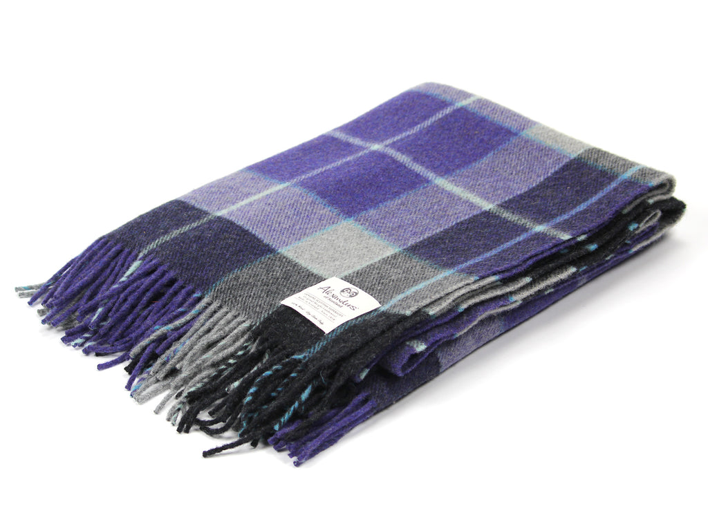 Traditional Weight Lambswool Blanket - Violet Plaid